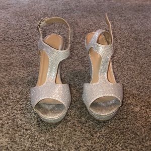 Silver platform heels